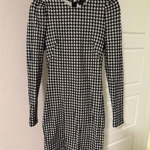 Who What Wear Black and White Houndstooth Dress